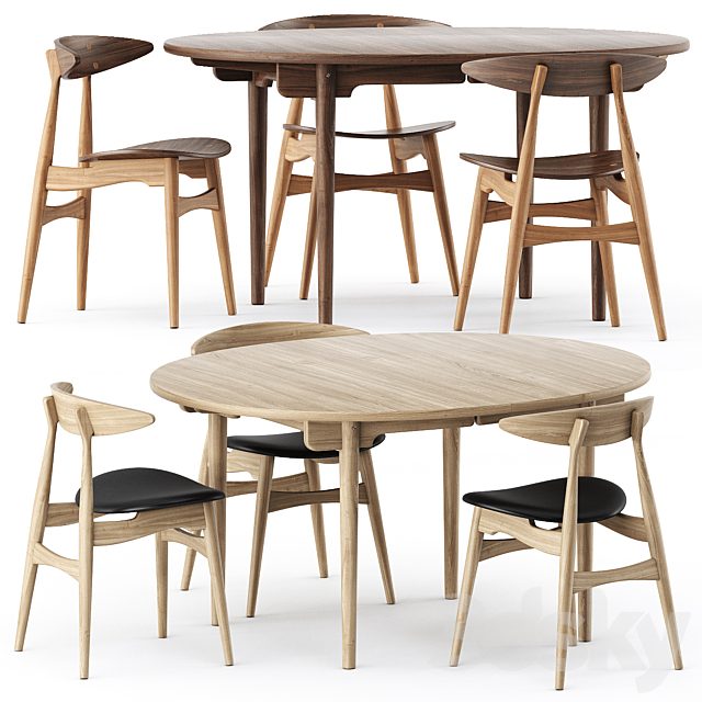 CH337 TABLE and CH33P CH33T CHAIR by Carl Hansen & Son