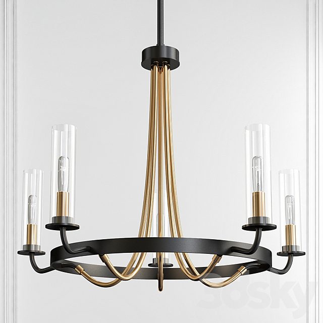 Kearney Vintage Black with Warm Brass 5 Light Chandelier by Savoy House