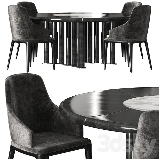 Opera Contemporary Oliver Round Table and Hilary Armchair Set