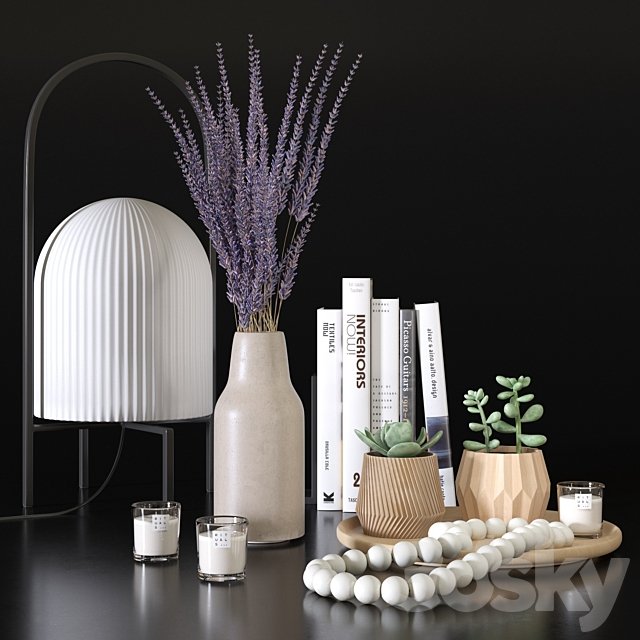 Decorative set with lavander and succulents