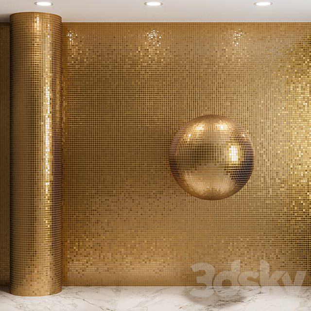 Gold mosaic material on glass