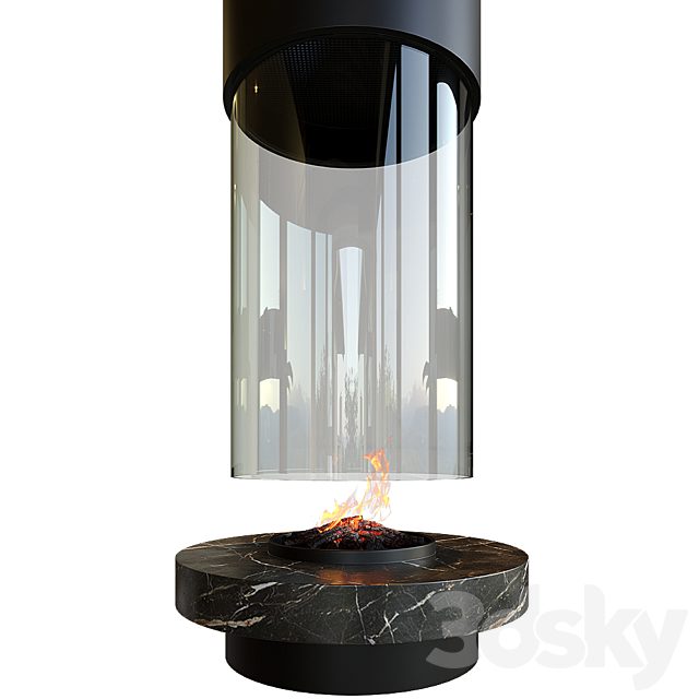 Contemporary fireplace (round)