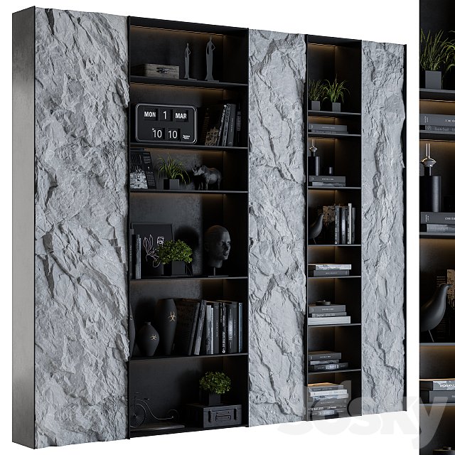 Display cabinet with Rock panel Black