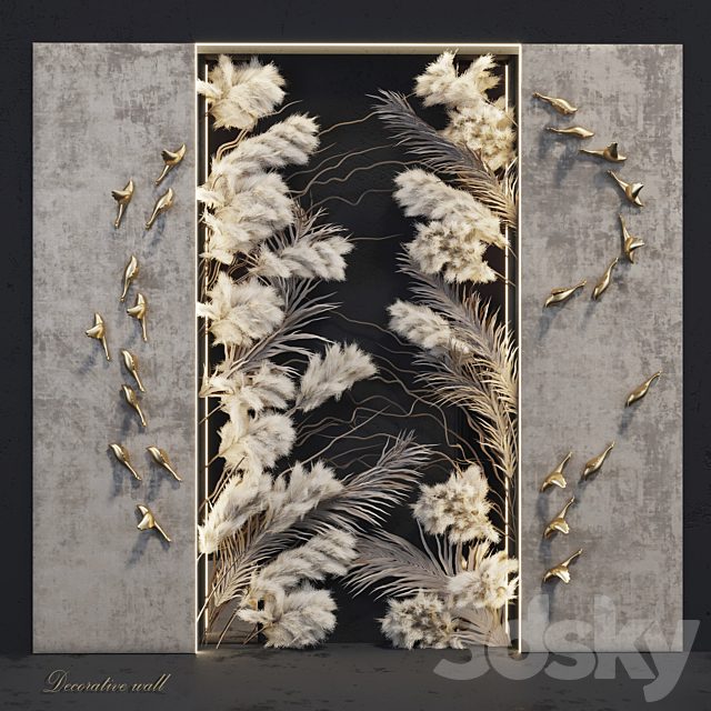 Decorative panel Birds Gold 3