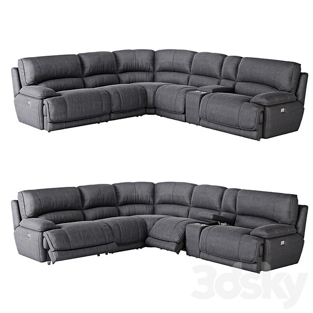 American Signature Furniture Mario 6 Piece Dual-Power Reclining Sectional