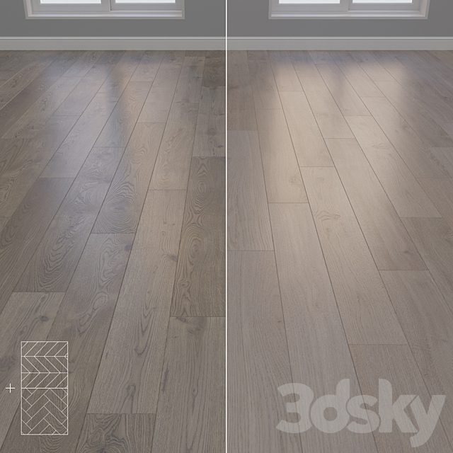 Parquet Oak 2 types layout herringbone, chevron and linear setduo29