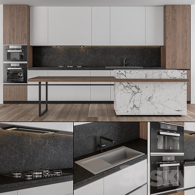 Kitchen Modern - white and Wood 25
