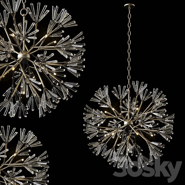 Luna: Crystal Wand Branched Twelve-Light Pendant Chandelier