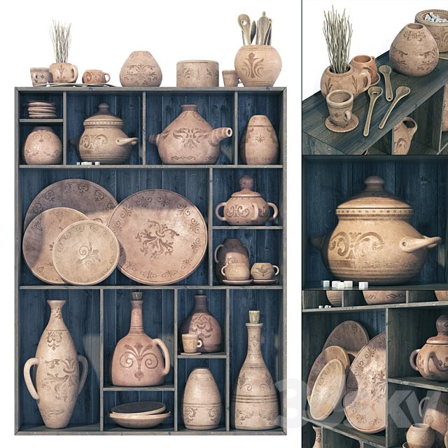 Dishes clay pattern n1 / Rack Clay crockery with patterns