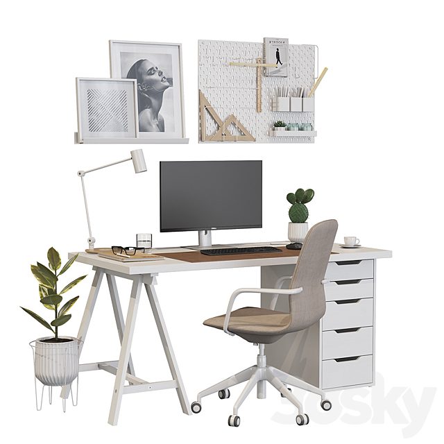 Ikea office workplace white A01
