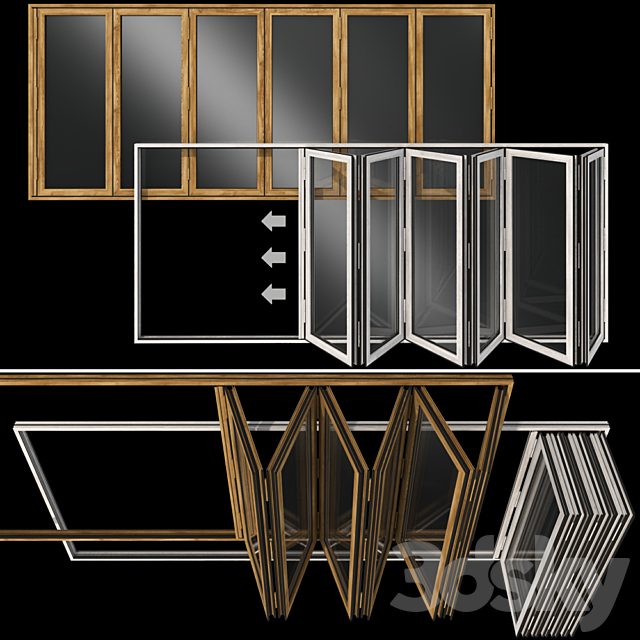 Folding stained Glass Wooden Doors