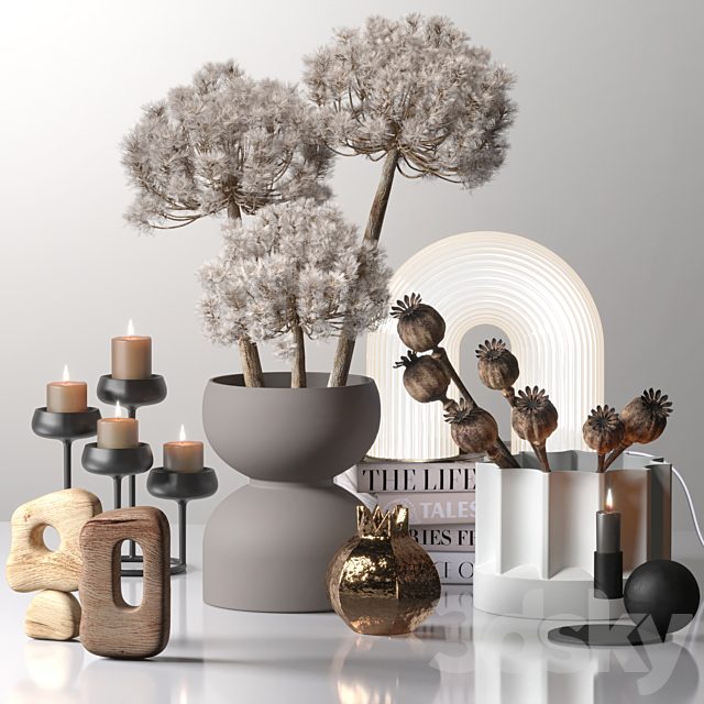 Decor set 03 with Fluffy Dried Flower