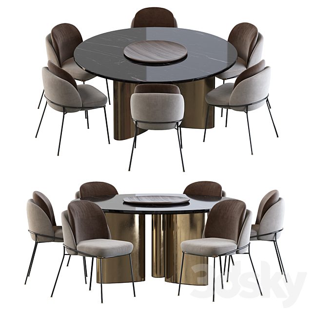 Modern Baron Sea Foam Dining Chair and Round table