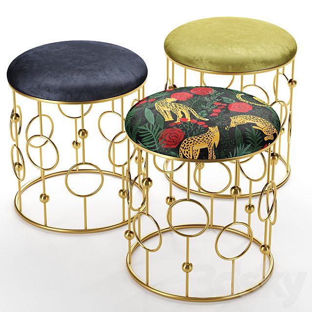 Pouf Loft concept Bright PUF Print golden ring