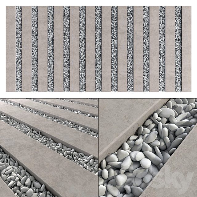 Paving long line plate pebble n1 / Paving long line plate with pebbles