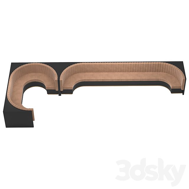 Restaurant Bar Set 01 Part5 Long Sofa with Corner sofa & 2 colors Corona & Vray