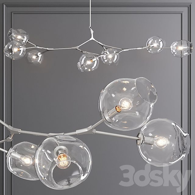 7-globe Branching Bubble Satin Nickel and Clear Glass