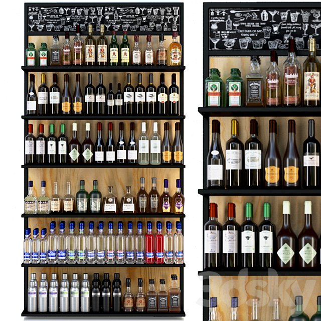 Showcase with alcohol in a supermarket 4. Wine