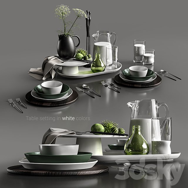 Table setting in white colors