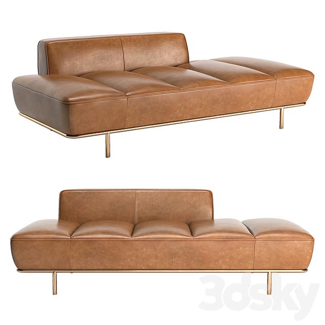 CB2 Lawndale Saddle Leather Daybed With Brass Base
