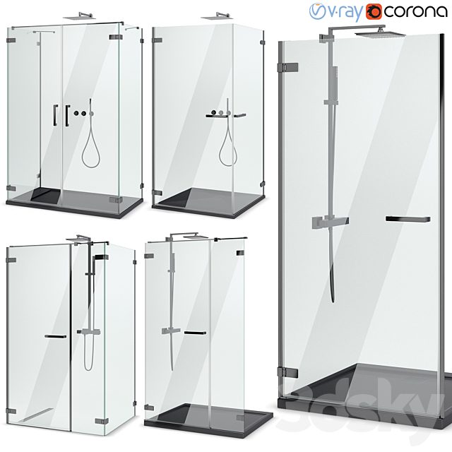 Shower enclosures and doors Radaway | Arta black set 102