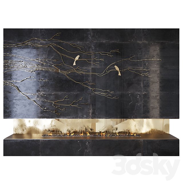 Decorative fireplace branches