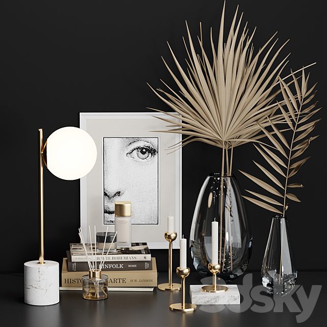 West Elm Decor Set with Dry Palm