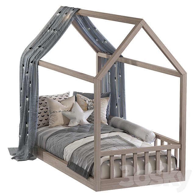 Children's bed in the form of a house