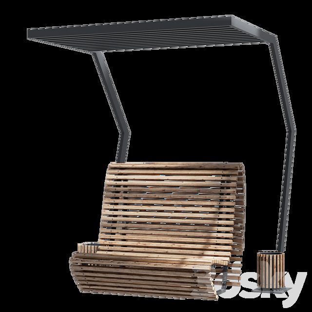Outdoor bench with a canopy