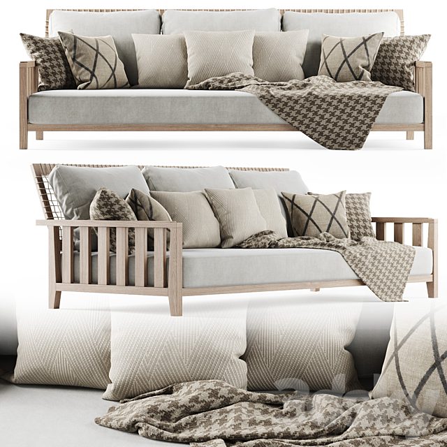 Three-seater garden sofa with plaid / Three-seater garden sofa with plaid