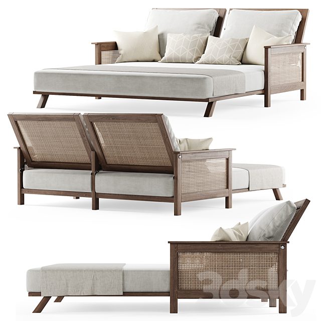 Wooden double daybed