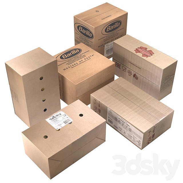 Cardboard boxes (low poly)