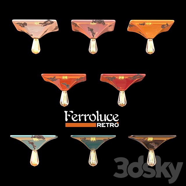 Ceiling lamp 310x310 Ferroluce RETRO collection VINTAGE