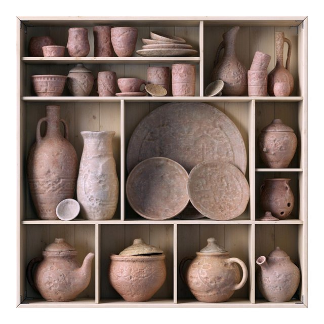 Dishes clay rack n14 / Rack with clay dishes no.14