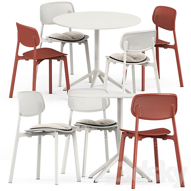 Colander chair and Elephant round table by Kristalia