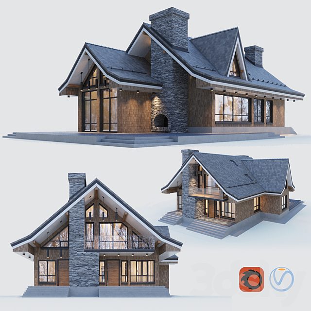 Modern half-timbered house with a residential attic