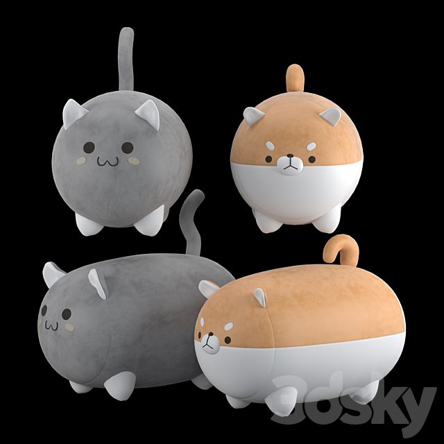 Stuffed toys cat and dog