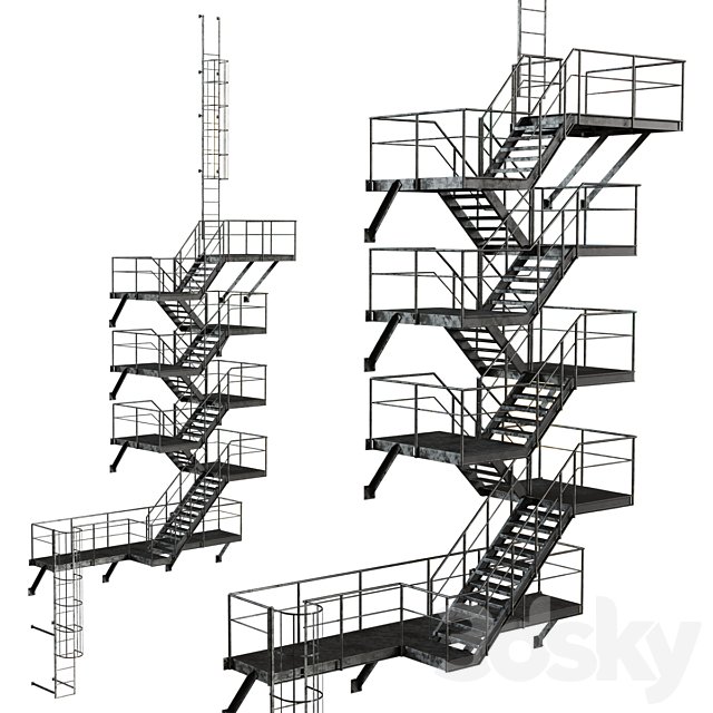Metal Outdoor Fire Escape Stairs