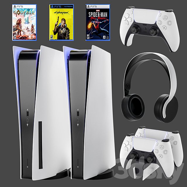 Game console with headphones PS5 Sony PlayStation 5