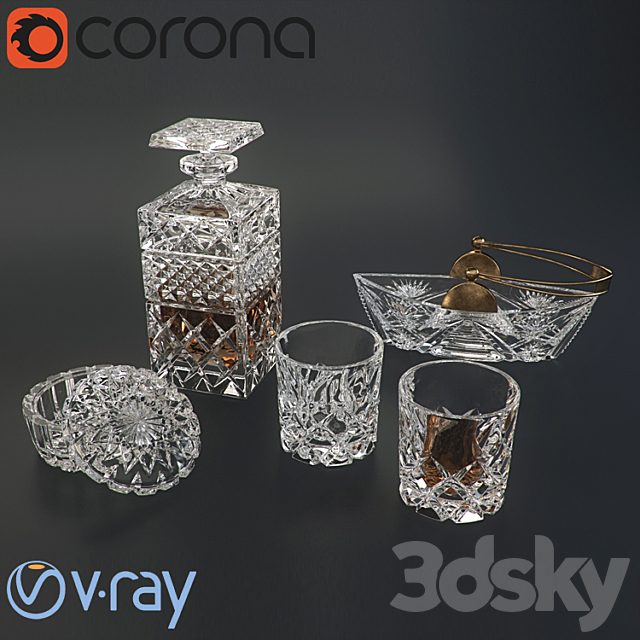 A set of crystal glassware