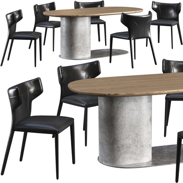 Dining table Natuzzi Ombra and chair Natuzzi Pi Greco