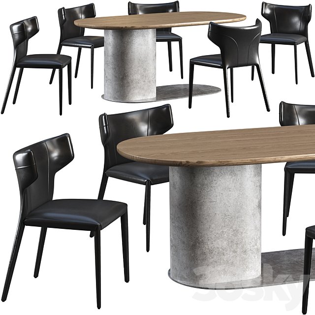 Dining table Natuzzi Ombra and chair Natuzzi Pi Greco