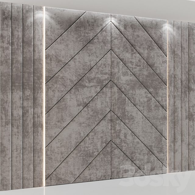 Headboard made of soft beige panels