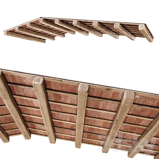 Wooden ceiling with ceramic tiles / Gable wooden ceiling