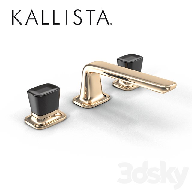 Kallista BASIN FAUCET SET BLACK CRYSTAL KNOB HANDLES