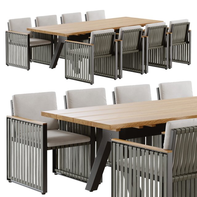 Outdoor garden wicker woven dining set Skyline design Horizon