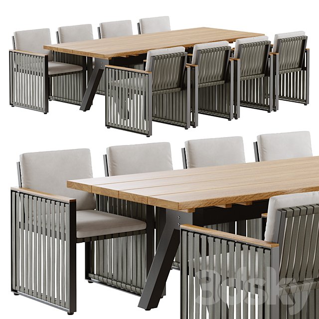 Outdoor garden wicker woven dining set Skyline design Horizon
