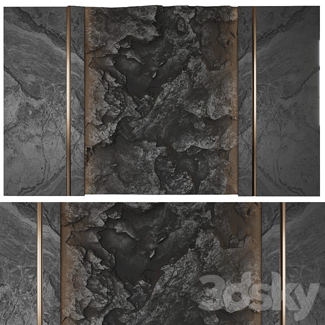 Wall panel with a black rock