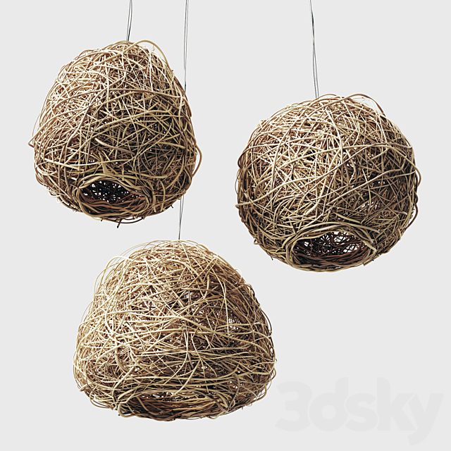 Lamp Rattan sphere hive n1 / Rattan chandeliers spherical beehive number 1