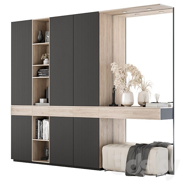 Hallway 08 - Black and Wood Set